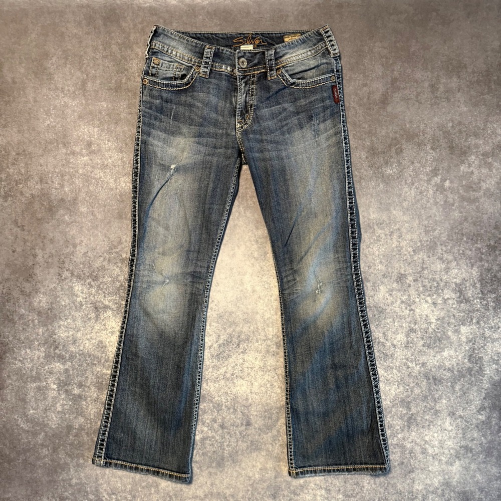 Silver Jeans Suki Surplus Bootcut Jeans Womens 29 Distressed Thick Stitch Y2K